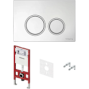 Tece Spring base Инсталляция для унитаза 4 в 1: круглая кнопка, крепеж и шумоиз., цвет: хром глянец S401101