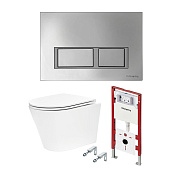 Tece Spring base Комплект: инсталляция, унитаз, кнопка прямоуг. хром, крепления, цвет: белый глянец K401201WCK