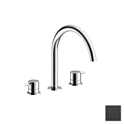 Almar Round Смеситель для раковины на 3 отверстия, без д/к, излив 22,1 см, цвет: polished deep black E214004.DB