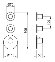 Almar High Flow Round Термостат для душа, внешняя часть на 2 потреб., цвет: PVD brushed gun metal E180032.GM