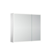 Sancos Evoke Зеркальный шкаф с LED подсветкой 80х13,6х70h см, 4 стеклянных полки, цвет: алюминий SC8080