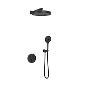 Sancos Space Душевой комплект с внутренней частью: термостат, верхний душ, шланг, цвет: черный мат. SC3006MB