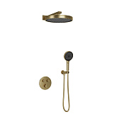 Sancos Space Душевой комплект с внутренней частью: термостат, верхний душ, шланг, цвет: золото браш. SC3006BG