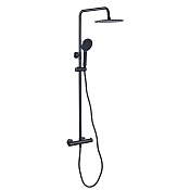 Sancos Kanedo Душевая система с термостат. смесителем, верхний душ d24,5 см, шланг, цвет: черный мат SC7200MB