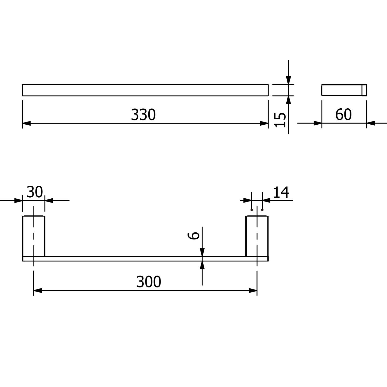 Kludi Vela C Полотенцедержатель 33 см, подвесной, цвет: черный матовый 3196239