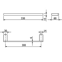 Kludi Vela C Полотенцедержатель 33 см, подвесной, цвет: черный матовый 3196239