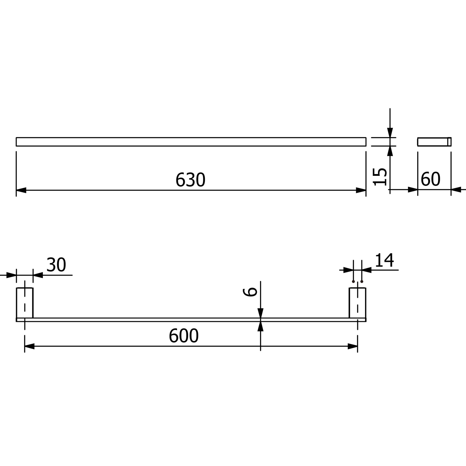 Kludi Vela C Полотенцедержатель 63 см, подвесной, цвет: черный матовый 3197939