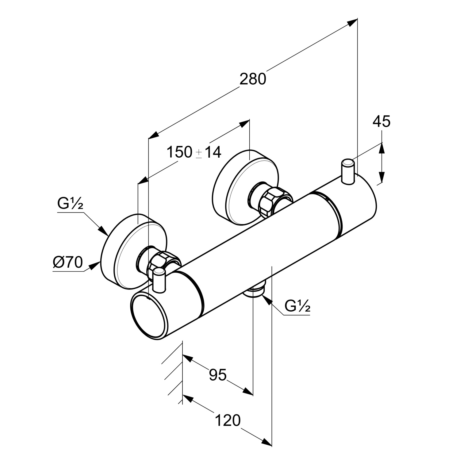 Kludi Bozz Смеситель для душа термостатический, настенный, без излива, цвет: белый матовый 352035338