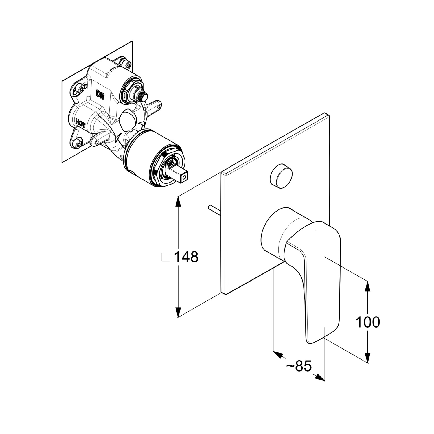 Kludi Ameo Смеситель для душа на 2 потребителя, встраиваемый, внешняя часть, цвет: хром 417590575