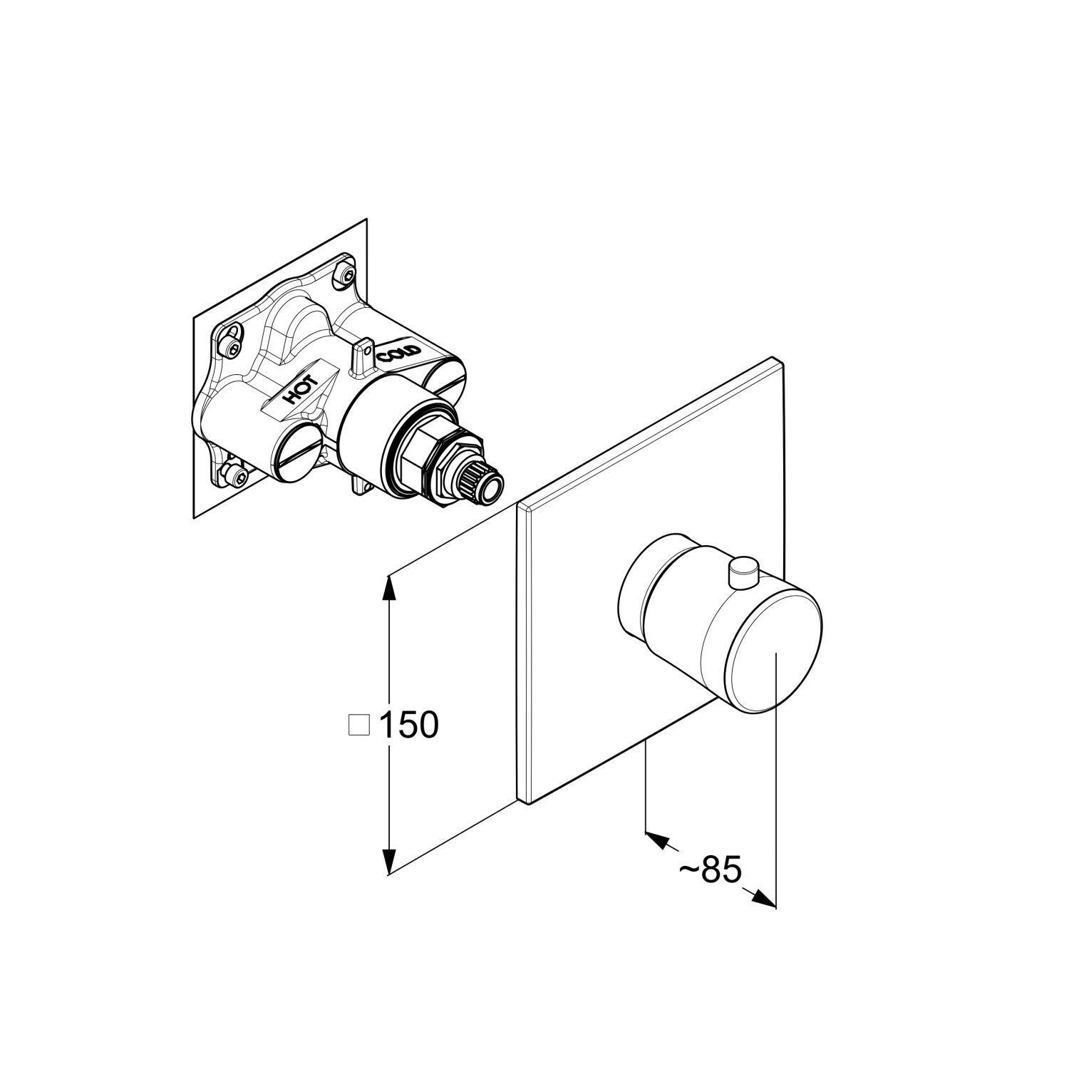 Kludi Ambienta Смеситель для душа термостатический на 1 потреб., встраив., внешняя часть, цвет: хром 537390575