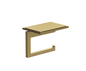 Kludi Vela C Держатель туалетной бумаги с полочкой, подвесной, цвет: брашированное золото 31971N0