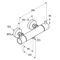 Kludi Bozz Смеситель для душа термостатический, настенный, без излива, цвет: брашированное золото 35203N038