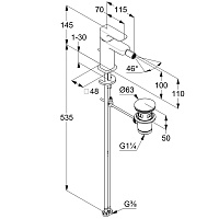 Kludi Renon Смеситель для биде, с донным клапаном, длина излива 11,5 см, цвет: брашированное золото 42216N075