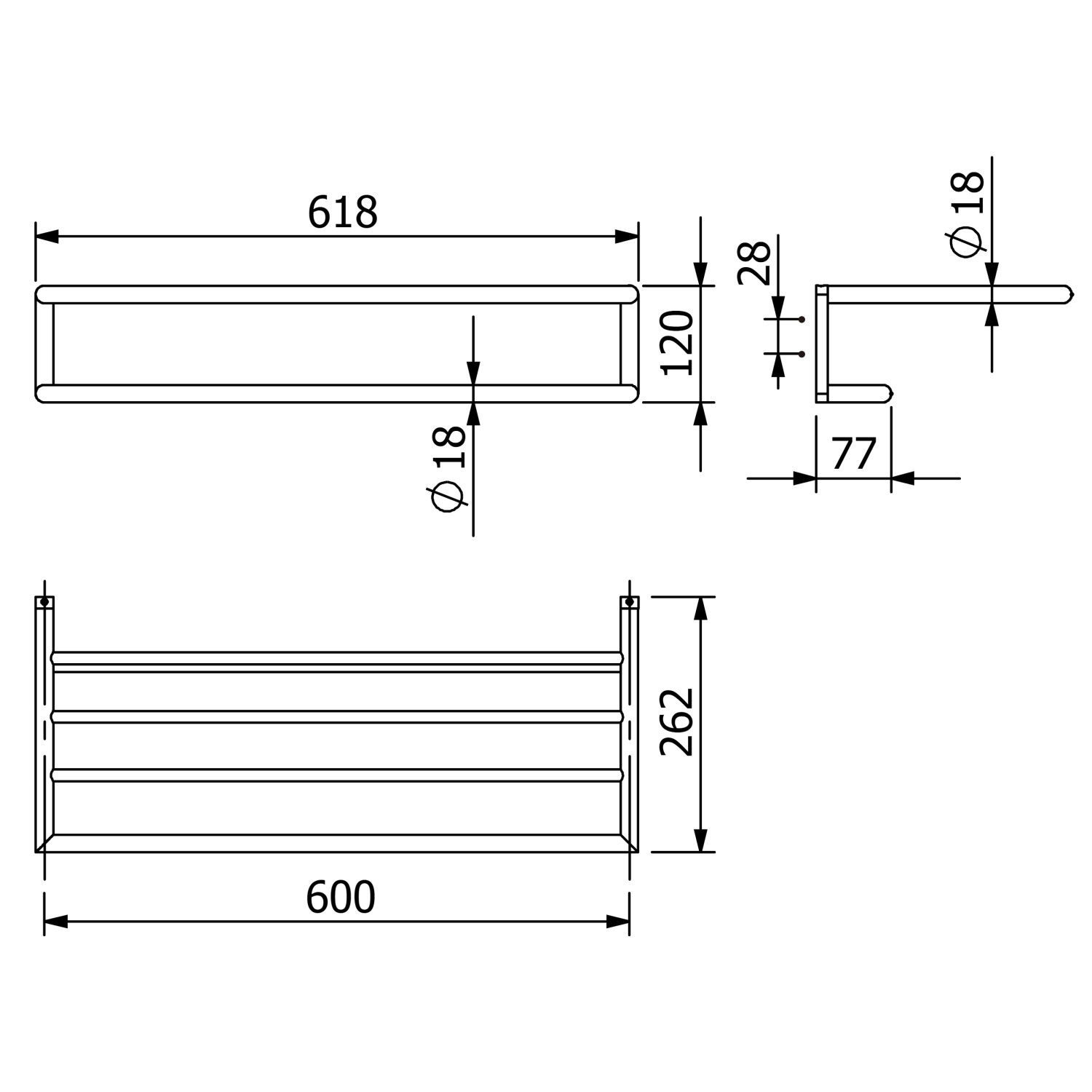 Kludi Vela R Полотенцедержатель 60 см, подвесной, цвет: брашированное золото 58989N0