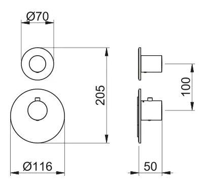 Almar High Flow Round Термостат для душа, внешняя часть на 1 потреб., цвет: PVD brushed high brass E180031.HB