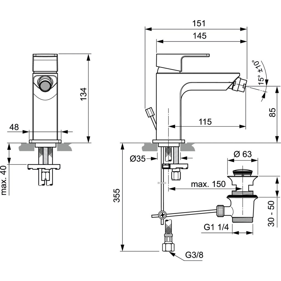 Ideal Standard Edge Смеситель для биде, цвет: chrome A7118AA