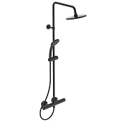 Ideal Standard Ceratherm T25 Душевая стойка: термостат, верхний душ, лейка, штанга, цвет: silk black A7545XG