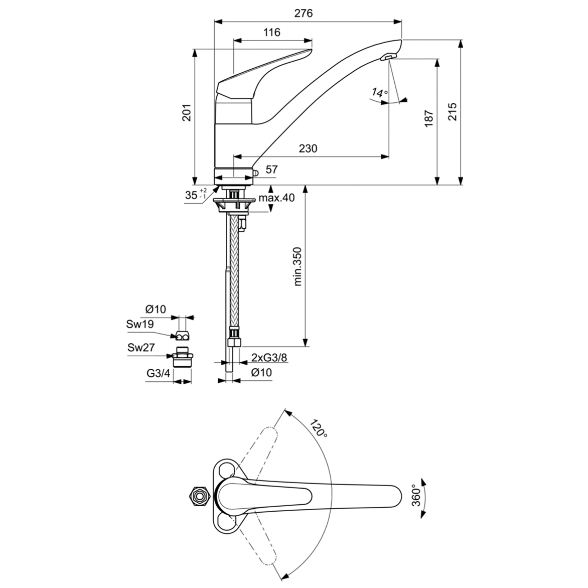 Ideal Standard Cerasprint New Смеситель для кухни, цвет: chrome B5346AA