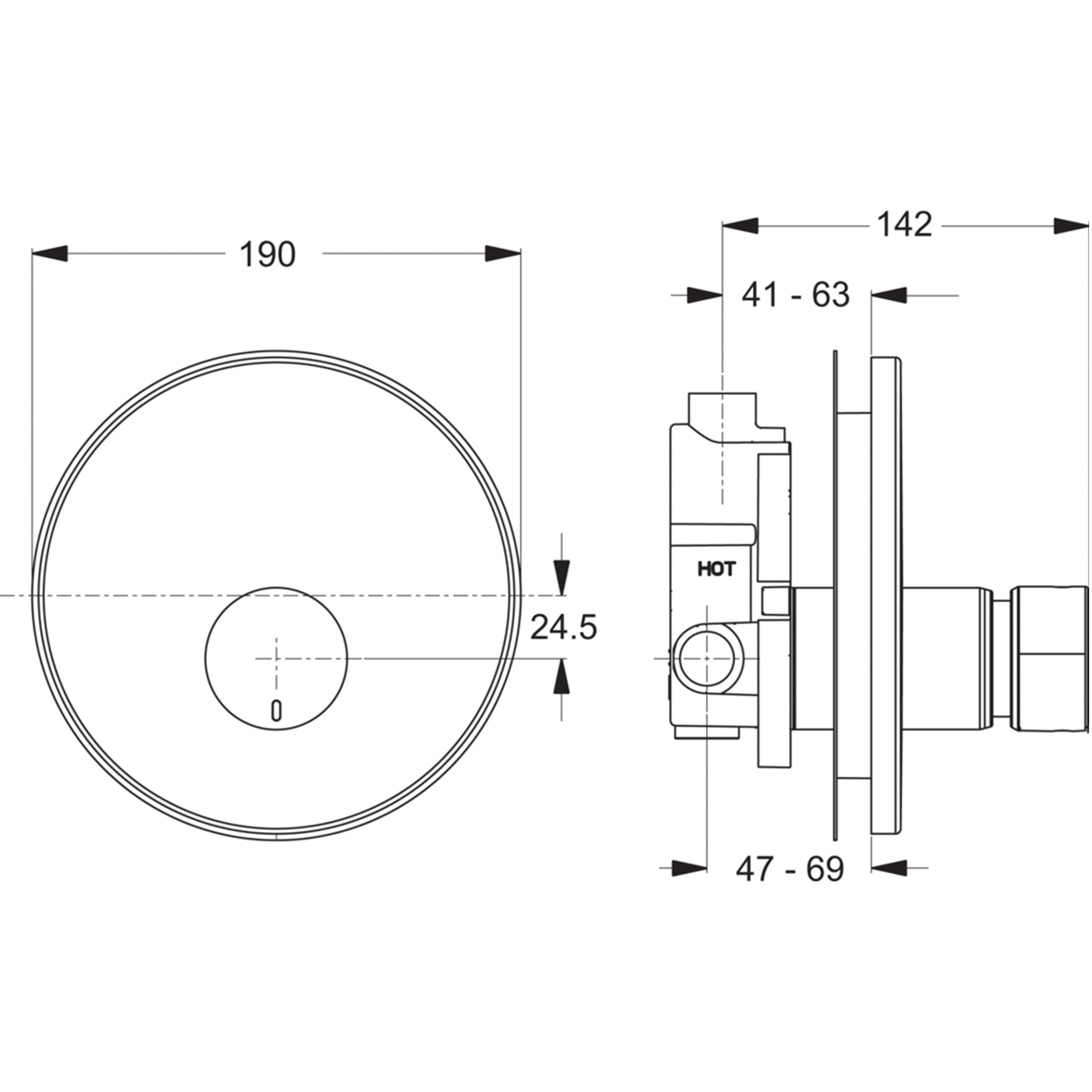 Ideal Standard Ceraplus Кран встраиваемый нажимной для писсуара, цвет: chrome B8300AA