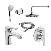 Ideal Standard Alpha Душевой комплект: 2 смесителя, верхний душ, кронштейн, лейка, цвет: chrome BD003AA