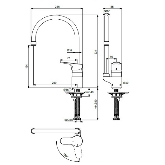 Ideal Standard Cerabase Смеситель для кухни, цвет: chrome BD050AA
