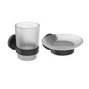 Ideal Standard Iom Комплект: стакан и мыльница, подвесные, из матового стекла, цвет: silk black BL002XG