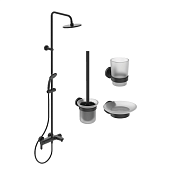 Ideal Standard Cerafine O Душевая стойка, ершик, стакан, мыльница, цвет: silk black BL749S3