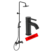 Ideal Standard Cerafine O Душевая стойка, смеситель для раковины, цвет: silk black BL749S4