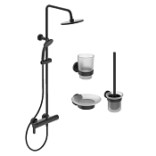 Ideal Standard Cerafine O Душевая стойка, ершик, мыльница, стакан, цвет: silk black BL750S2