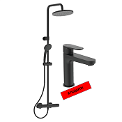 Ideal Standard Ceratherm T25 Душевая стойка с термостатом, смеситель для раковины, цвет: silk black BL7546S1