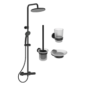 Ideal Standard Ceratherm T25 Душевая стойка с термостатом, ершик, мыльница, стакан, цвет: silk black BL7546S3