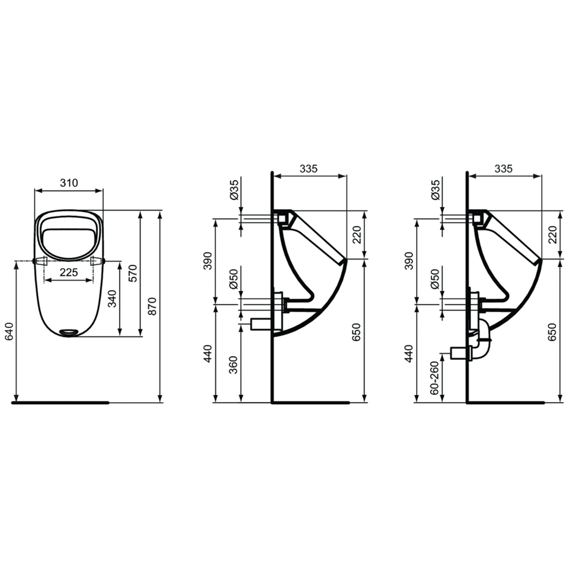 Ideal Standard Connect Писсуар подвесной, цвет: euro white E567101