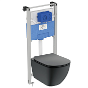 Ideal Standard Prosys Tesi Комплект: инсталляция, унитаз безободковый, цвет: silk black T3868V3