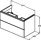 Ideal Standard Adapto Тумба под раковину, подвесная 81,4x45x49h см, с 2-мя ящиками, цвет: gold oak T4296PB