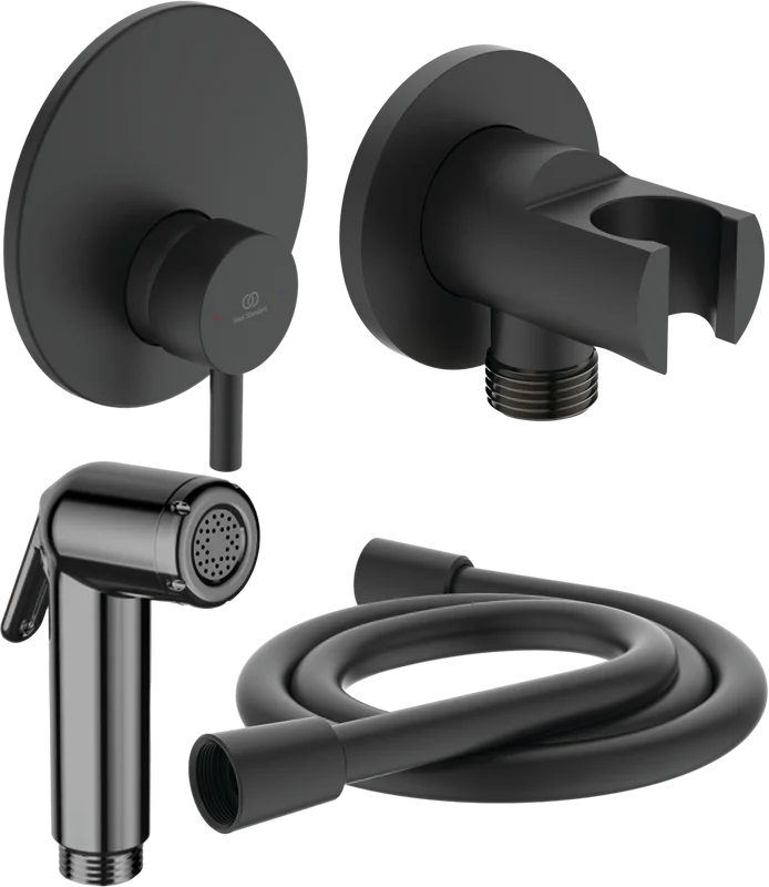 Ideal Standard Гигиенический душ со смесителем, шланговым подключением и шлангом, цвет: silk black BD651XG