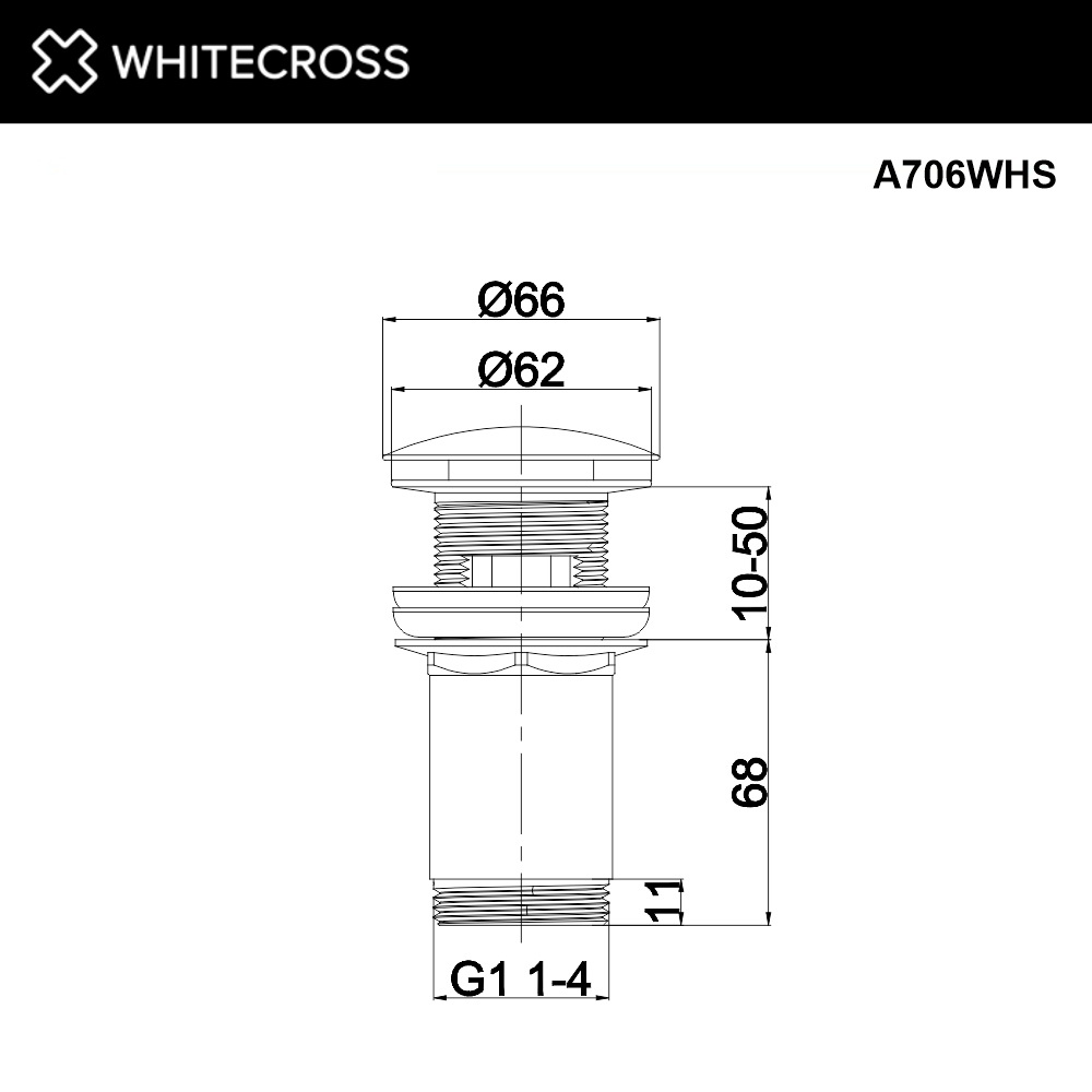 Whitecross Донный клапан с переливом, цвет: белый матовый A706WHS