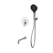 Whitecross Y Смеситель для ванны с встр. частью: излив 21 см, ручной душ, шланг, цвет: никель браш YSET06TOPNIB