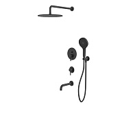 Whitecross Y Смеситель для ванны с встр. частью: излив 21 см, верхний душ, шланг, цвет: черный мат YSET07TOPBL