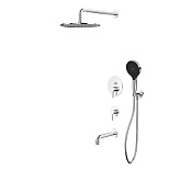 Whitecross Y Смеситель для ванны с встр. частью: излив 21 см, верхний душ, шланг, цвет: хром глянец YSET07TOPCR