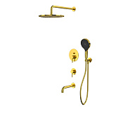 Whitecross Y Смеситель для ванны с встр. частью: излив 21 см, душ, шланг, цвет: золото глянцевое YSET07TOPGL