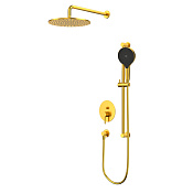 Whitecross Y Смеситель для душа с внутренней частью, настенный верхний душ, цвет: золото брашир. YSET05TOPGLB