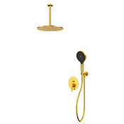 Whitecross Y Смеситель для душа с внутренней частью, потолочный верхний душ, цвет: золото брашир. YSET12TOPGLB