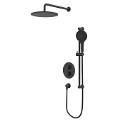 Whitecross Y Термостатическая душевая система с встр. частью: душ, шланг, штанга, цвет: черный мат. YSET09TOPBL