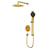 Whitecross Y Термостатическая душевая система с встр. частью: душ, шланг, штанга, цвет: золото браш. YSET09TOPGLB