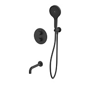 Whitecross Y Термостат для ванны с встр. частью: излив 21 см, ручная душ, шланг, цвет: черный мат YSET10TOPBL