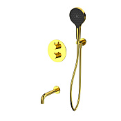 Whitecross Y Термостат для ванны с встр. частью: излив 21 см, ручная душ, шланг, цвет: золото глянец YSET10TOPGL