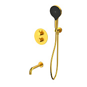 Whitecross Y Термостат для ванны с встр. частью: излив 21 см, ручная душ, шланг, цвет: золото браш YSET10TOPGLB