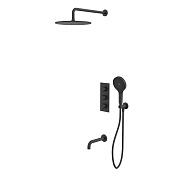 Whitecross Y Термостат для ванны с встр. частью: излив 21 см, верхний душ, шланг, цвет: черный мат YSET11TOPBL