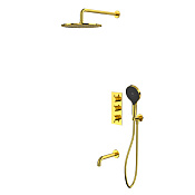 Whitecross Y Термостат для ванны с встр. частью: излив 21 см, душ, шланг, цвет: золото глянцевое YSET11TOPGL