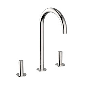 Cisal X32 Смеситель для раковины на 3 отв., без д/к, длина изл. 17 см, цвет: brushed stainless steel X1001040D1